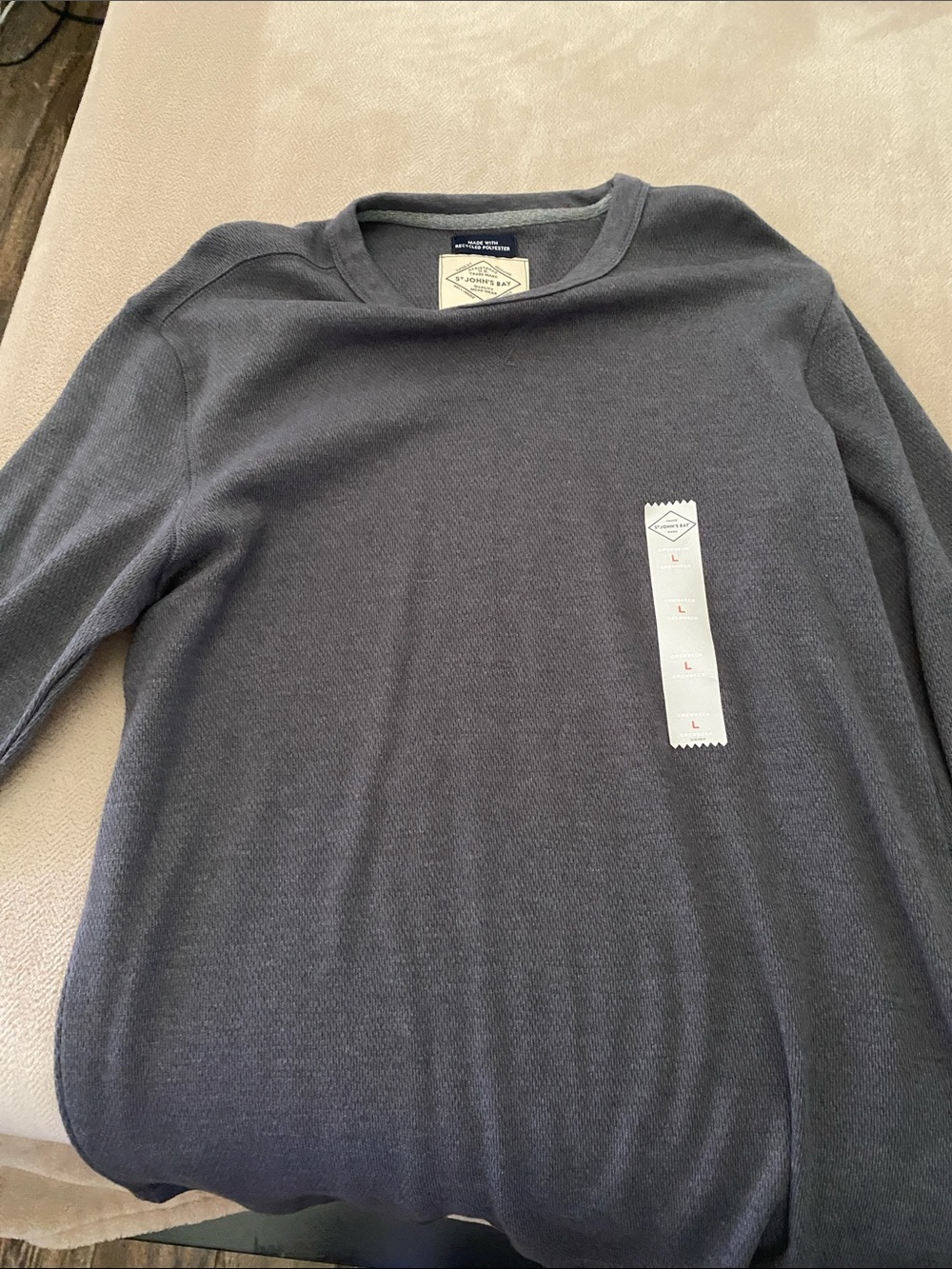 St. John's Bay Men's Long-Sleeve Crewneck Shirt - Charcoal Gray